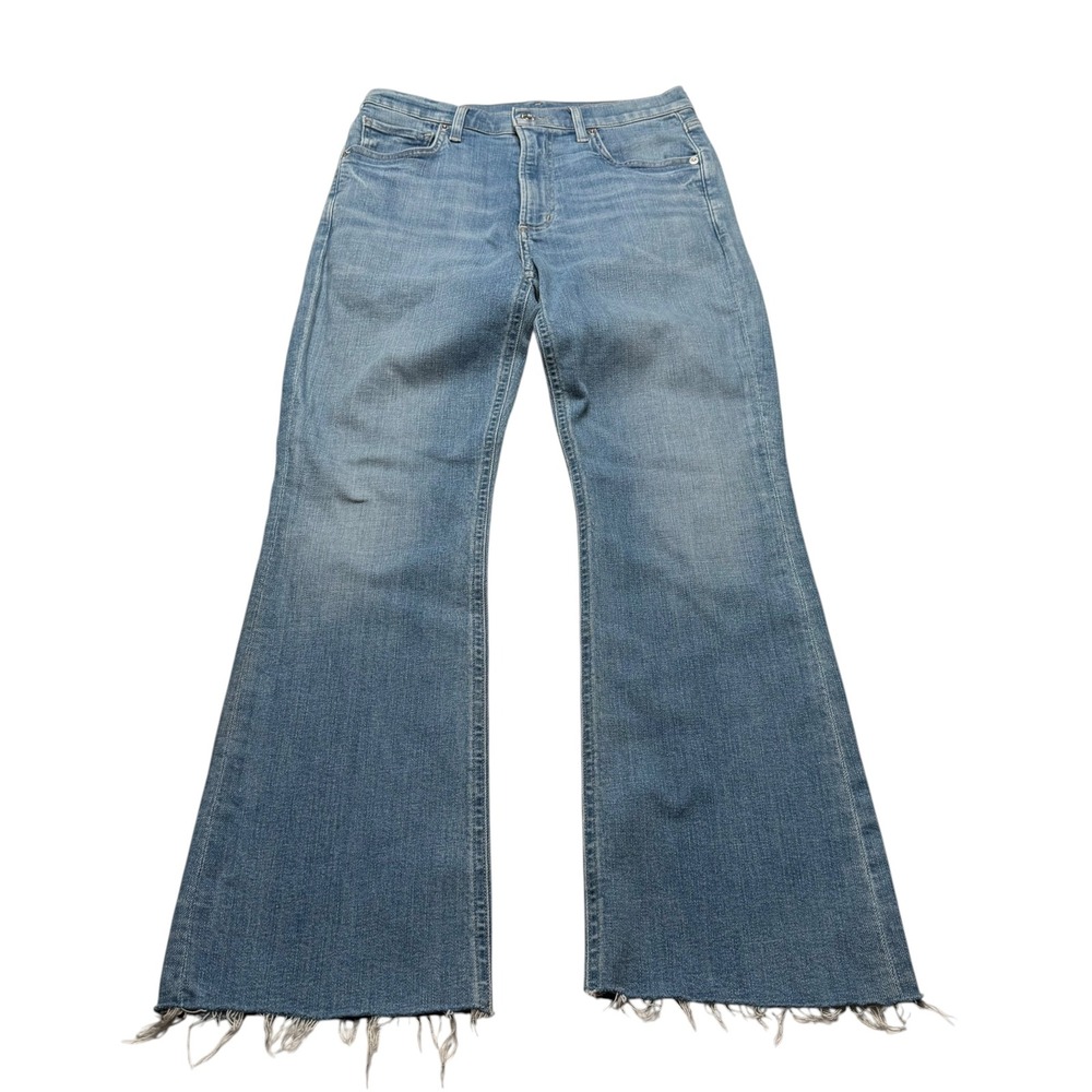 CITIZENS OF HUMANITY Isola Pixie Flare Jeans Blue Raw Hem Women's Size 27 Denim